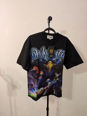 Majestic Black Tee with Multicolor Eagle Graphic